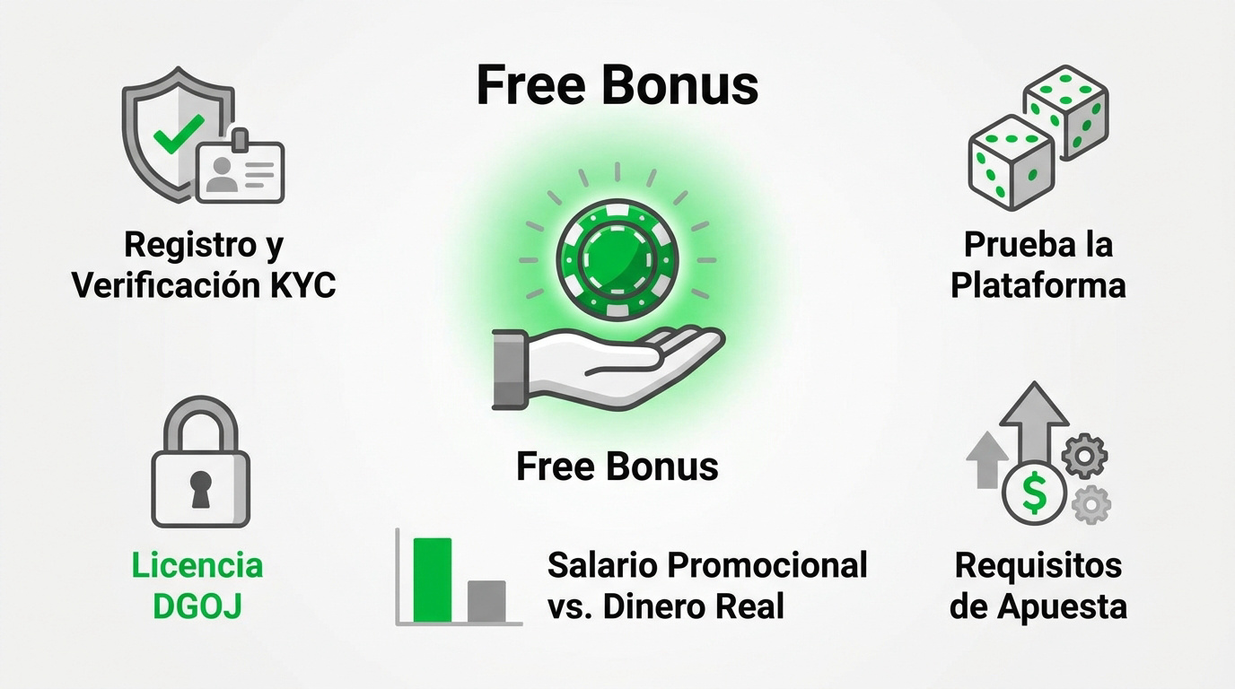 Infografía sobre el funcionamiento de los bonos gratuitos de 10 euros en casinos online